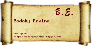 Bodoky Ervina névjegykártya